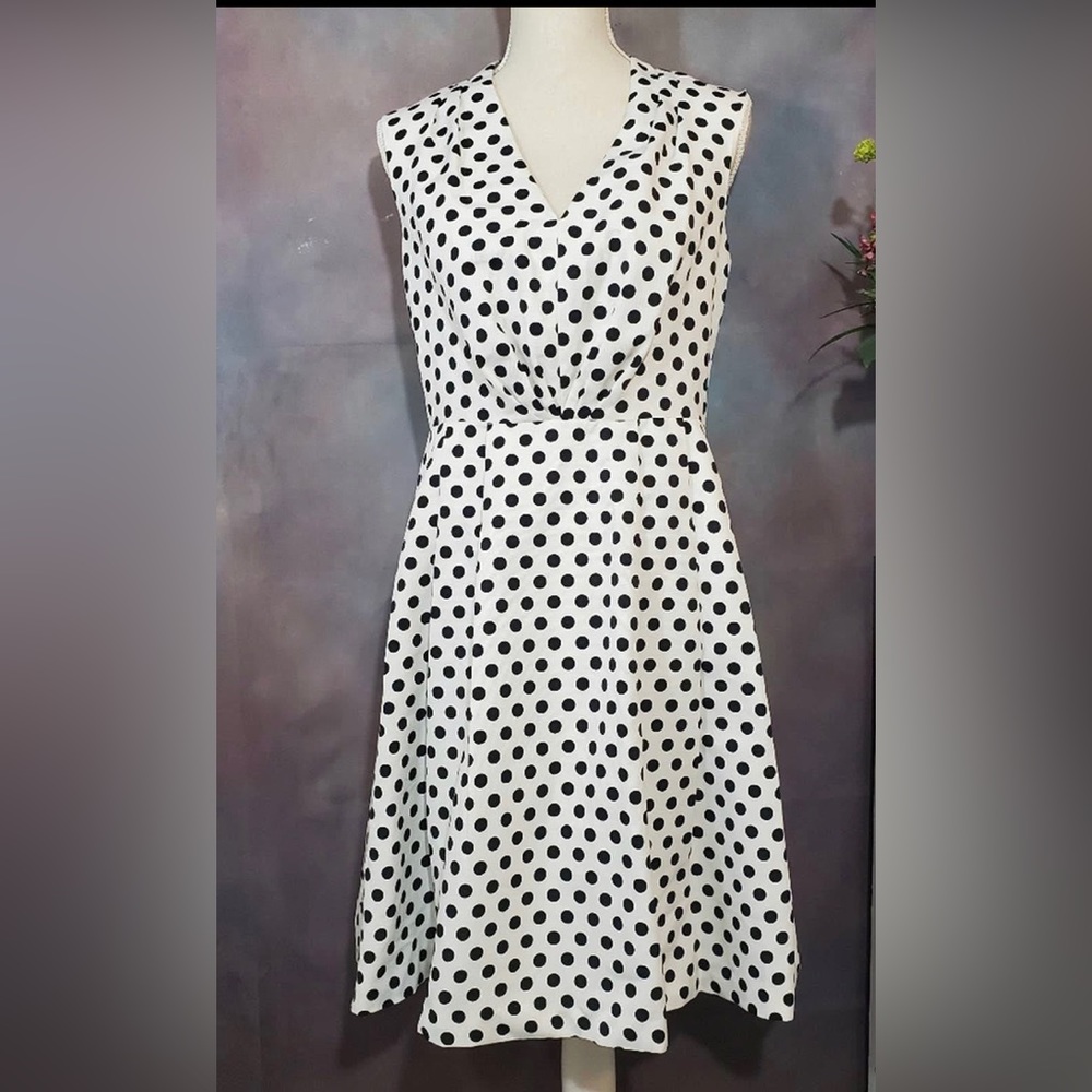 Adrianna Papell Black and White Polka Dot Dress